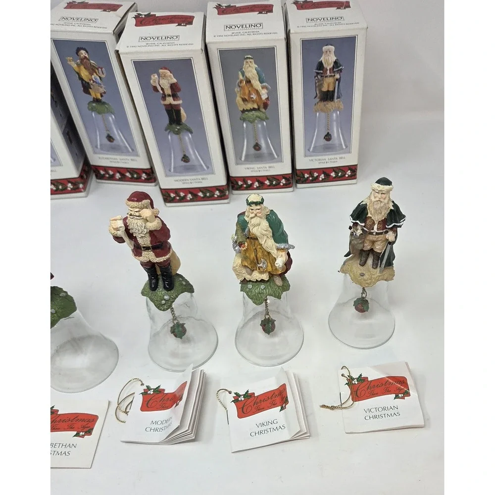 1992 Novelino Santa Bell Lot Christmas Thru The Ages Set of 6 in Boxes